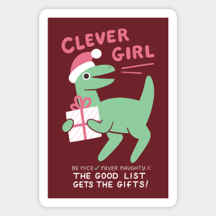 Clever Girl Christmas Dinosaur Magnet